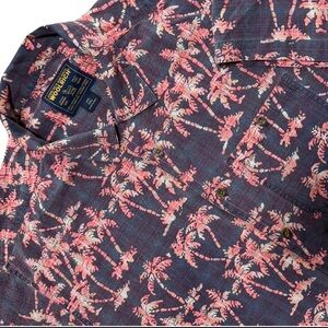 Woolrich XXL Camp Shirt Palm Tree Hawaiian Cotton Button Up Iridescent Brown Red